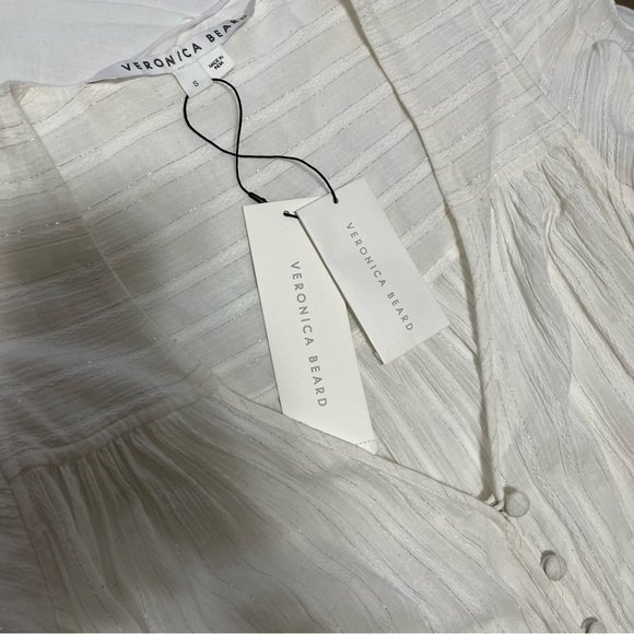 Veronica Beard Coastal White Tinzia Lurex Striped Dress - Picture 7 of 15